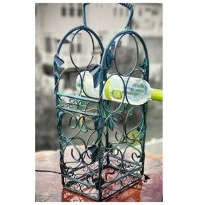 Wine Rack Wrought Iron Metal holds 7 Bottles